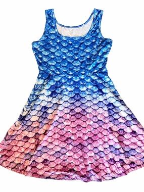 ALAZA Blue and Purple Gradient Fishscale Mini-dress Size L